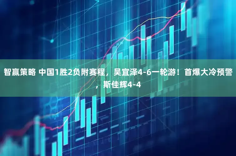 智赢策略 中国1胜2负附赛程，吴宜泽4-6一轮游！首爆大冷预警，斯佳辉4-4