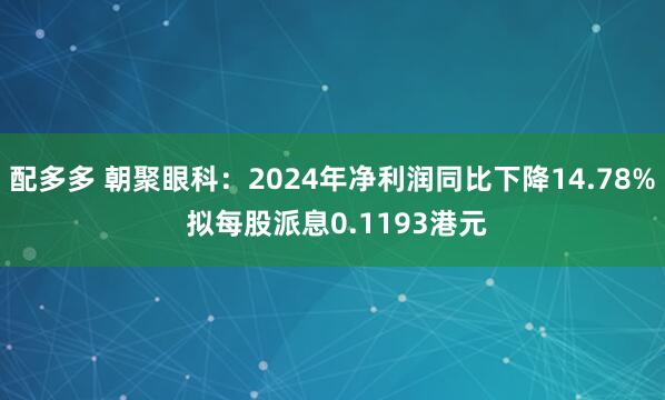 配多多 朝聚眼科：2024年净利润同比下降14.78% 拟每股派息0.1193港元